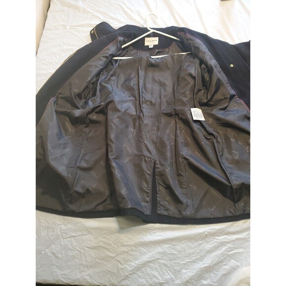 Cole Haan Signature Sz 12 Winter Coat Wool Blend Zipped Lined Pockets Black - Picture 4 of 8